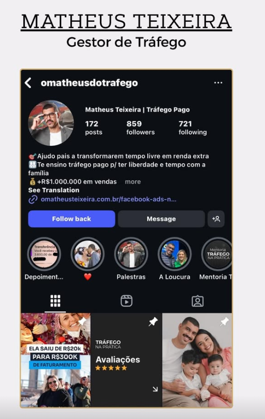 Cliente Matheus Teixeira