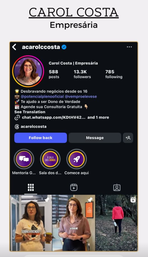 Cliente Carol Costa